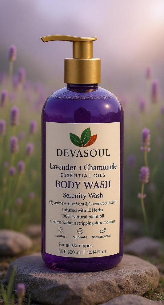 Lavender & Chamomile Body Wash – Calming, Sulfate-Free Cleanser for Sensitive Skin | Soothing Aromatherapy Shower Gel with Aloe & Glycerin