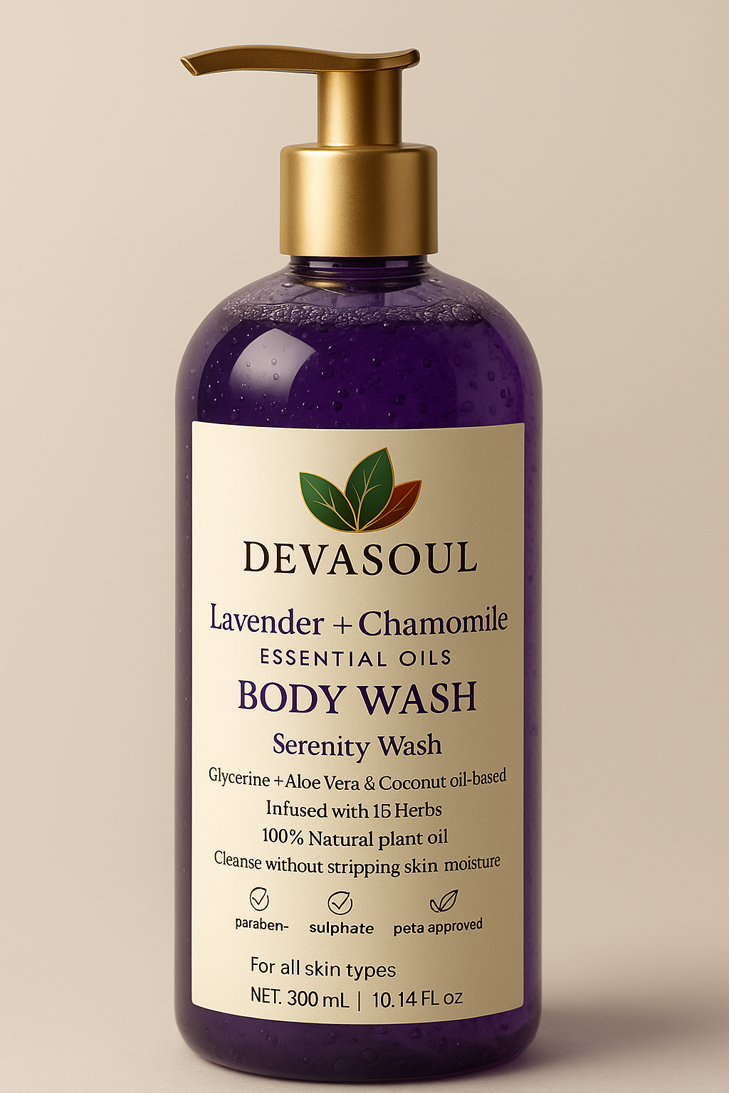 Lavender & Chamomile Body Wash – Calming, Sulfate-Free Cleanser for Sensitive Skin | Soothing Aromatherapy Shower Gel with Aloe & Glycerin
