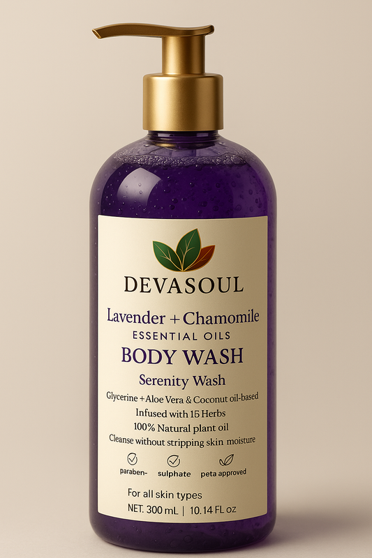 Lavender & Chamomile Body Wash – Calming, Sulfate-Free Cleanser for Sensitive Skin | Soothing Aromatherapy Shower Gel with Aloe & Glycerin
