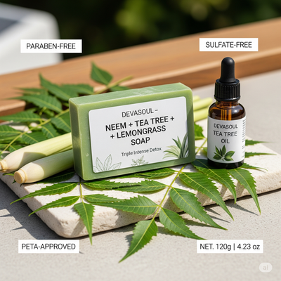 Neem + Tea Tree + Lemongrass Detox Soap | Devasoul Antibacterial Glycerin Bar