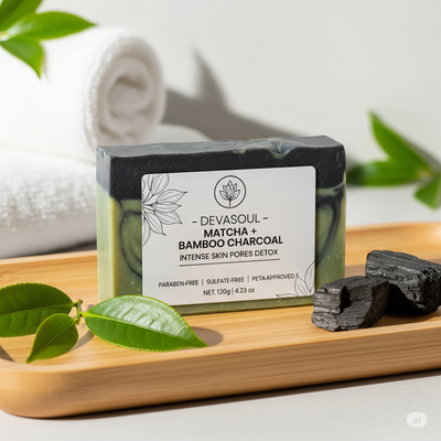 Matcha + Bamboo Charcoal Detox Soap | Devasoul Natural Skincare