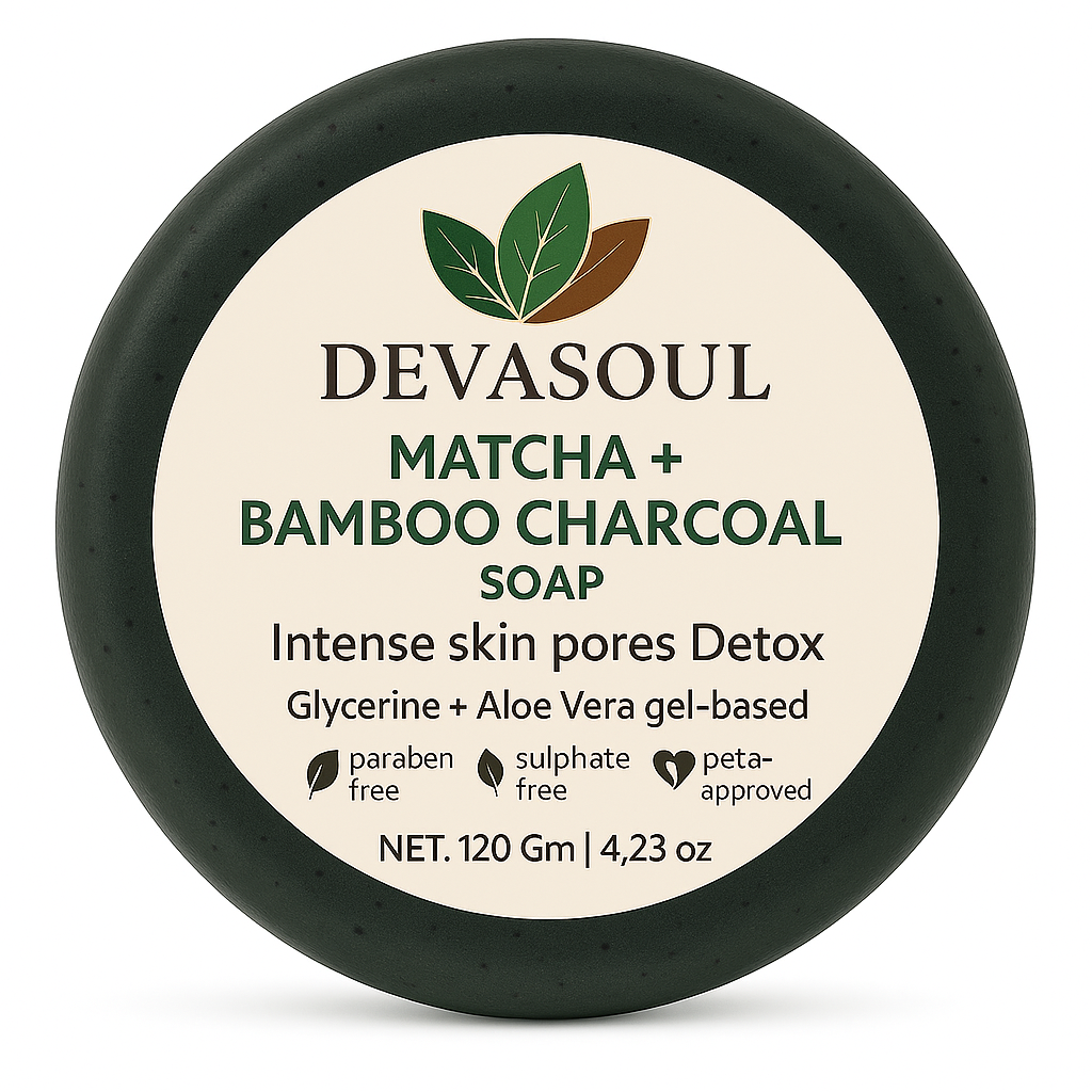Matcha + Bamboo Charcoal Detox Soap | Devasoul Natural Skincare
