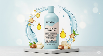 Devasoul Moisture Lock Shampoo | Hyaluronic Acid + Argan Oil | Frizz Control & Curl Definition | 400mL
