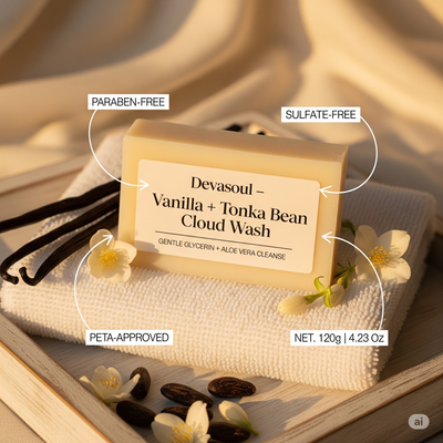 Vanilla + Tonka Bean Cloud Wash Soap | Devasoul Gentle Glycerin Bar