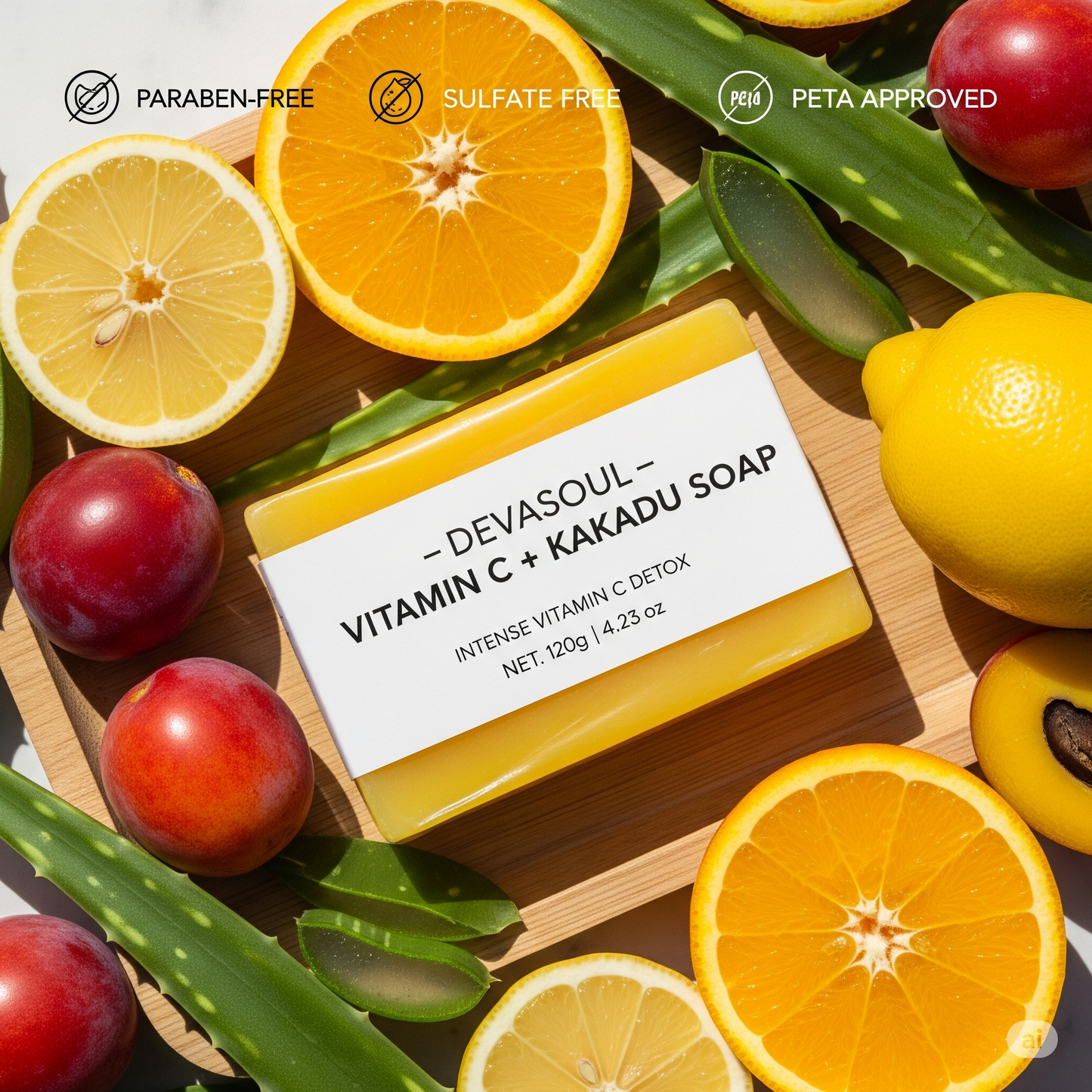 Vitamin C + Kakadu Plum Soap | Devasoul Brightening Body Bar with Aloe & Glycerin